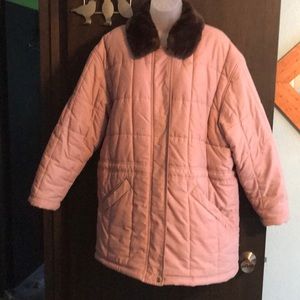 Quilted coat with removable fur collar